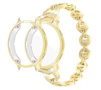 Women Bling Strap Compatible with Garmin Venu 2s Screen Protector Case and Metal Watch Band for garmin Venu 2s 40 mm TPU Soft Case Bumper wrist band (B gold,Venu 2s)