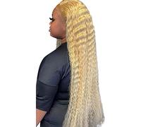Women Blonde Wig Long Ginger Afro Wigs Lace Front for Black Women Bob Glueless Synthetic Water Wave Wig Human Hair 80S Rock Funny Anime Party, Cosplay, Halloween 28 inch