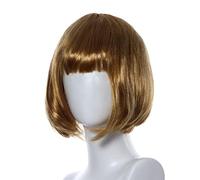 Women Blonde Wig with Fringe Short Blonde Bob Straight Wig Human Hair Synthetic Glueless Funny Anime 80S Cosplay Party Daily Use
