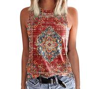 Women Blouse Tops Sale Clearance, Fashion Woman V-Neck Sleeveless Blouse T-Shirt Ethnic Retro Printing Tops Oversize Loose Tunic UK Elegant Twisted Sweatshirt Cold Shoulder Tops for Women UK Tees