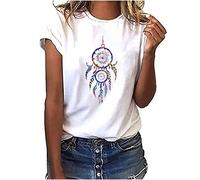 Women Blouse Tops Sale Clearance Flower Dreamcatcher Round Neck T-Shirt Harajuku Blouse Summer Streetwear Tops Cute Going Out Tops Tunic Casual Plus Size Comfy Crewneck Sweatshirt