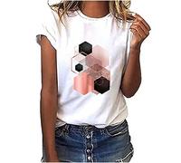 Women Blouse Tops Sale Clearance Geometric Graphic Print Harajuku Female Round Neck Loose T-Shirt Cute Going Out Tops Tunic Casual Plus Size Comfy Crewneck Sweatshirt