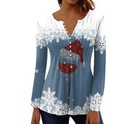 Women Blouse Tops,V- Neck Floral Christmas Wine Glasses Printed Tunic Tops Buttons Short Sleeve T-Shirt Christmas Jumper Funny Graphic Xmas Jumper Sweatshirts Ladies Warehouse Deals Clearance UK Sale