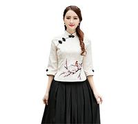 Women Blouse Vintage Embroidery Cheongsam Top Slim Elegant Chinese Clothes China Shirts Tang Suit Ethnic Style