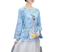 Women Blouse Vintage Summer Embroidery Hanfu Top Elegant National Style Spring Loose Traditional Chinese Tang Suit