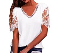Women Blouses Womens Blouses Ruffle 3/4 Sleeve Tunic Tops Loose Flowy Square Neck Chiffon Top Double Layers Mesh Shirts S-3XL Womens Tops UK 16 Tees (White, XL)