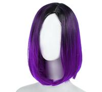Women Bob Wig Gradient Color High Temperature Fiber Synthetic | Purple Wig, Secure Fit Straps, Ventilative Design, Wig Cap, for Cosplay and Club Nights