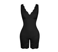 Women Body Shapewear v neck Bodysuit Lace Patchwork Underwear Strap Corset
