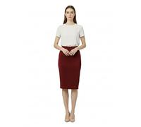 Women Bodycon Pencil Skirt Plain Slim Fit Summer Pull On Elasticated Waist Casual Office Skirt (Glitter Maroon LAD 10)