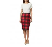 Women Bodycon Pencil Skirt Plain Slim Fit Summer Pull On Elasticated Waist Casual Office Skirt (Tartan RED LAD 8)