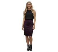 Women Bodycon Pencil Skirt Plain Slim Fit Summer Pull On Elasticated Waist Casual Office Skirt (Tartan RED Blue LAD 8)