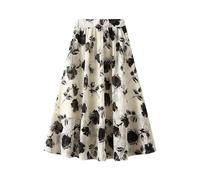 Women Boho Maxi Skirt Summer Chiffon Floral Midi Skirt Casual Tulle A Line Skirts Layered Tiered Skirts Floral Print Slim Fit Elegant Mesh Tutu Party Prom Going Out Holiday s