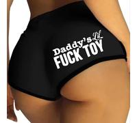 Women Booty Shorts Mid Rise Yoga Dance Pants Sporty Soft Briefs Hot Word Print Seamless Panties Bottoms for Gym Running Workout Daily Xmas Valentines Gift (UK, Alpha, M, Regular, Regular, Style B)