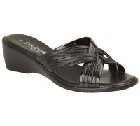 Women BOULEVARD Black Matt/Patent PU X Over Mule Sandal PU Sole