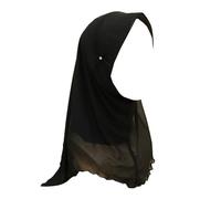 Women Bow Chiffon Scarf Muslim Hijab Islam Headscarf Turban Pull On Head Wrap Shawl Hat Ramadan Niqab Black