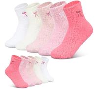 Women Bow Fuzzy Socks Fluffy Cozy Slipper Socks Embroidered Winter Soft Cozy Stuff Thick Home Sleeping Sock for Christmas (10 MIX)