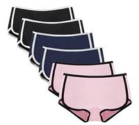 Women Boyshorts Underwear Cotton Panties Stretch Boxer Brief, 2black+2blue+2pink, Medium