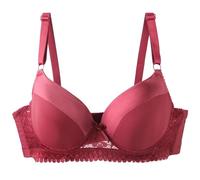 Women Bra,Wireless Bras For Women Uk,Plus Size Underwire Bra Seamless Full Coverage Lace Trim Comfortable Everyday Wear Smooth T Shirt Bra Support For (Red, 75A)