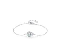 Women Bracelet Silver, Vintage Bracelet Chain with Teardrop Lab Created Diamond 0.8ct 9K White Gold 20+3cm
