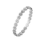 Women Bracelet Titanium Steel Daisy Bracelet with Zircon Inlay - Hypoallergenic Floral Jewelry Gift for Women & Girls, Everyday Wear Silver-Tone Charm for Mom & Friend
