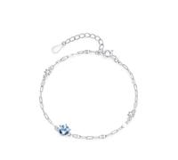 Women Bracelet Trendy, Silver Bracelet Man Chain with 0.25ct Round Lab Created Sapphire 18K White Gold 18+5cm