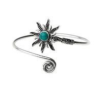 Women Bracelets for Ramadan Days Turquoise Sun Adjustable Silver Bangle Bracelet Tribal Gemstone Crystal Festival Boho Jewelry Arm Bangle (Mint Green, One Size)