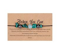 Women Bracelets for St Patrck Day Stone Beaded Wax Line Bracelet Amethyst Flash Stone Combination Bracelet Men's And Women's Bracelet Hand Jewelry Bee Ring (Green, One Size)