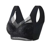 Women Bras Libiyi Push-Up Lace Bra Wmbra Posture Correcting Bra Anti-Sagging Wireless Bras Plus Size Comfy Crossover Surpport Everyday Bralette Minimizer Black