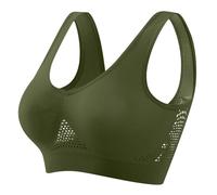 Women Bras Wireless Vest Bras with Removable Pads Non Wired Bralettes Everyday Comfy Sleep Sports Bralet Plus Sizes Padded Bra Brassiere Non-Adjustable Strap Pull-On Bra Cup 70A-105B Army Green