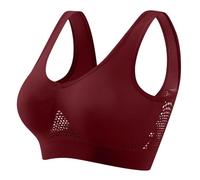 Women Bras Wireless Vest Bras with Removable Pads Non Wired Bralettes Everyday Comfy Sleep Sports Bralet Plus Sizes Padded Bra Brassiere Non-Adjustable Strap Pull-On Bra Cup 70A-105B Wine