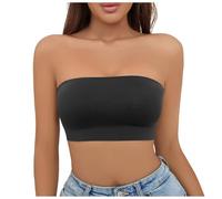 Women Bras Women's Non Plus Size Falling Off Girl's Chest with A Line Shoulder Wrap Up Top Support Underwear (Black, M)