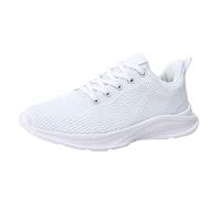 Women Breathable Trainers Lightweight Golf Athletic Trainer Walking Workout Shoes Hiking Non Slip Work Shoe Low Top Lace Up Sneakers Mesh Sport Gym Footwear (White, 6)