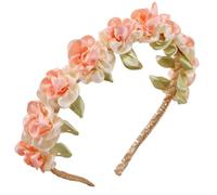 Women Bridal Rose Flowers Head Hoop Crown Headband Shining Ribbon Wedding Garland Hair Hoops for Women Girls(Type 01)