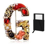 Women Brooch,Fashion brooch Girls Party Fashion Feminist Rhinestone Crystal Lapel Pin Accessories-With gift box (F)