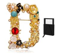 Women Brooch,Fashion brooch Girls Party Fashion Feminist Rhinestone Crystal Lapel Pin Accessories-With gift box (E)