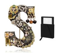Women Brooch,Fashion brooch Girls Party Fashion Feminist Rhinestone Crystal Lapel Pin Accessories-With gift box (D)