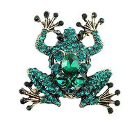 Women Brooch for Ramadan Mother's Day Cute Frog Brooch Green Faux Crystal Sparkling Diamond Animal Corsage Jewelry Weird Clothing Accessories Pin Brooches for Women (Green, One Size)