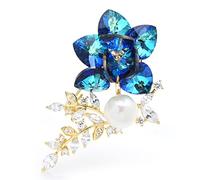 Women Brooch Pin Ladies Fashion Accessories Ladies Elegant Crystal Flower Brooch Designer Blue Purple Flower Shaped Brooch Exquisite Broches