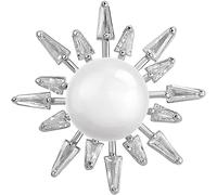 Women Brooch Pins Cubic Zirconia And Pearl Collar Pin Brooches For Women Small Jewelry Star Design Accessories 2 Colors Pick Fashion Brooches,Silver-Silver