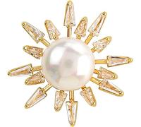 Women Brooch Pins Cubic Zirconia And Pearl Collar Pin Brooches For Women Small Jewelry Star Design Accessories 2 Colors Pick Fashion Brooches,Gold-Gold