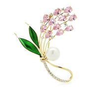 Women Brooch Pins Ladies Fashion Accessories Ladies Elegant Crystal Pearl Wheat Brooch Wheat Shape Party Banquet Brooch Fashion Brooches,A-Pink