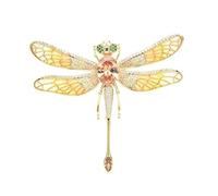 Women Brooch Pins Ladies Fashion Accessories Ladies Elegant Enamel Cubic Zircon Dragonfly Brooch Insect Shape Party Banquet Brooch Fashion Brooches,Yellow-Yellow