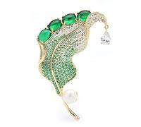 Women Brooch Pins Ladies Fashion Accessories Ladies Elegant Leaf Brooch Water Drop Flower Wedding Banquet Brooch Pin Fashion Brooches,Green-Green