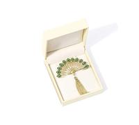 Women Brooch Pins Retro Elegant Peacock Feather Fan Brooch With Metal Tassel And Flannel Box Ladies Brooch Clothing Decoration Accessories Fashion Brooches