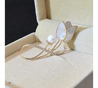 Women Brooch Pins Shell Tulip Brooches For Women Fashion Cubic Zirconia Fower Pin Brooch Wedding Accessories Fashion Brooches,A-Gold