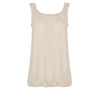 Women Bubble Hem Strappy Vest Top Ladies Loose Fit Scoop Neck Ruched Tops Elasticated Swing Waist Sleeveless Cami Blouse Stone