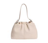 Women Bucket Bags PU Leather Drawstring Top Handle Bag with Adjustable Strap for Shopping Dating Travel (White)