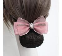 Women Bun Net Nurse Bow Hair Net Bank Flight Attendant Hotelier Work Plate Hair Clips(Pink)