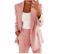 Women Business Office Suit 2 Piece Solid Sets Lady Lapel Neck Slim Fit Buttoned Blazer Jacket and Pants Set