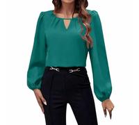 Women Business Shirt Lantern Sleeve Elegant Work Office Blouse Top | Smooth woven fabric,flattering loose drape,lightweight soft touch | Professional corporate office,business interview wear